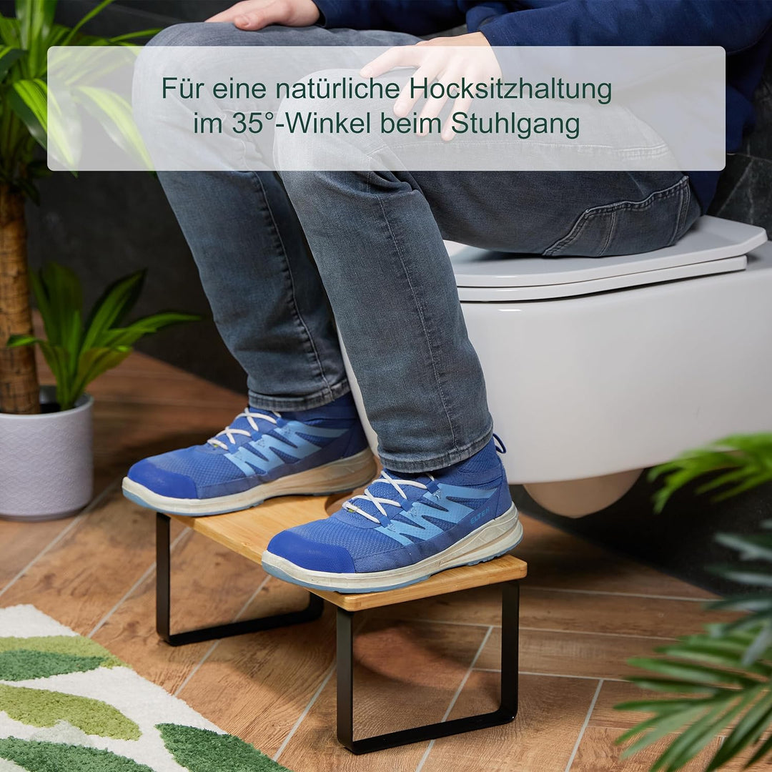 Relaxdays Toilettenhocker, Stuhlgang Unterstützung, WC Hocker Erwachsene, Bambus, HBT: 18 x 44,5 x 2