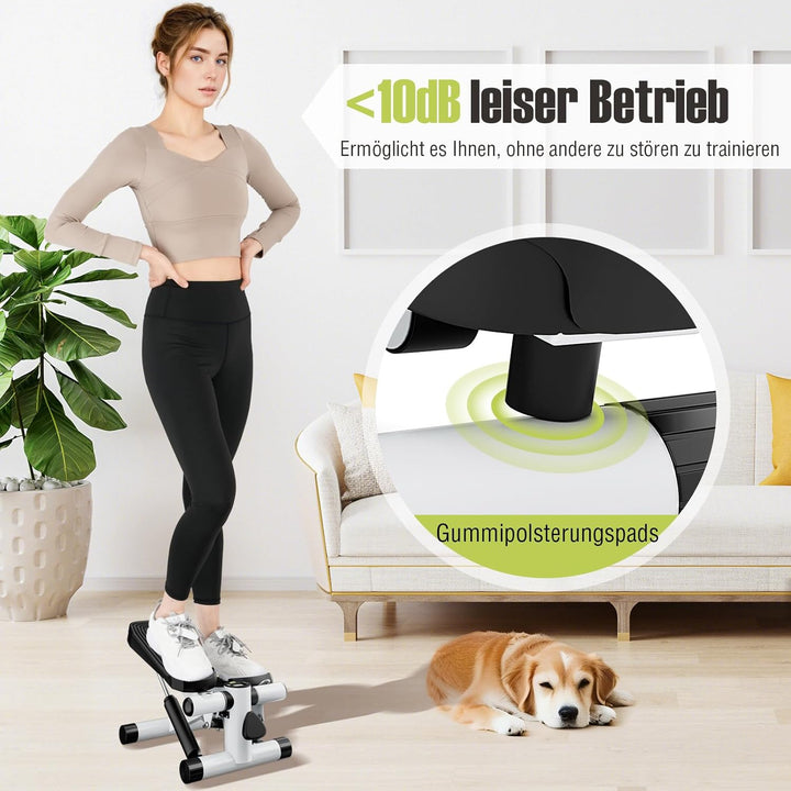 COSTWAY Mini-Stepper mit Widerstandbändern, Twist Stepper mit verstellbarem Widerstand & LCD Anzeige