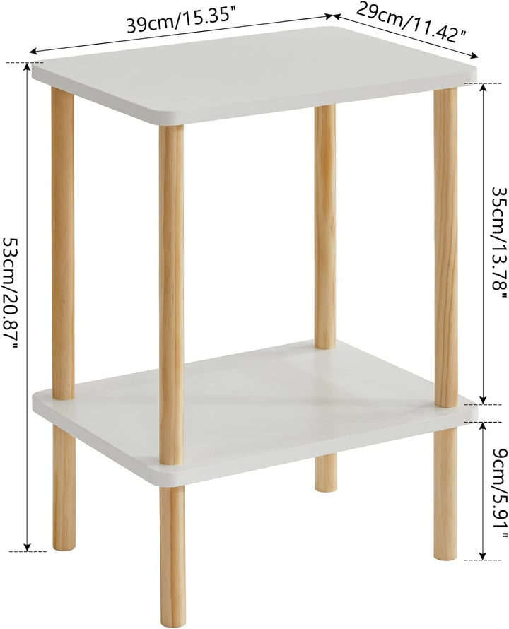 IBUYKE Holz Beistelltisch, Nachttische mit 2 Ebenen, 39x29x53cm, Couchtisch, Sofatisch, für Schlafzi