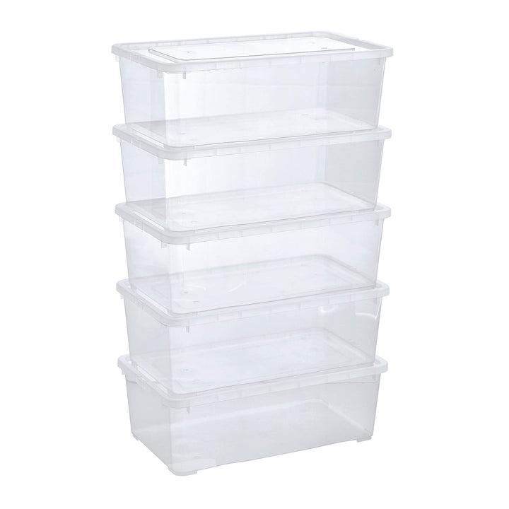 Grizzly Aufbewahrungsboxen 5 x 5 L mit Deckel transparent - Klarsichtboxen stapelbar mit Belüftung 5