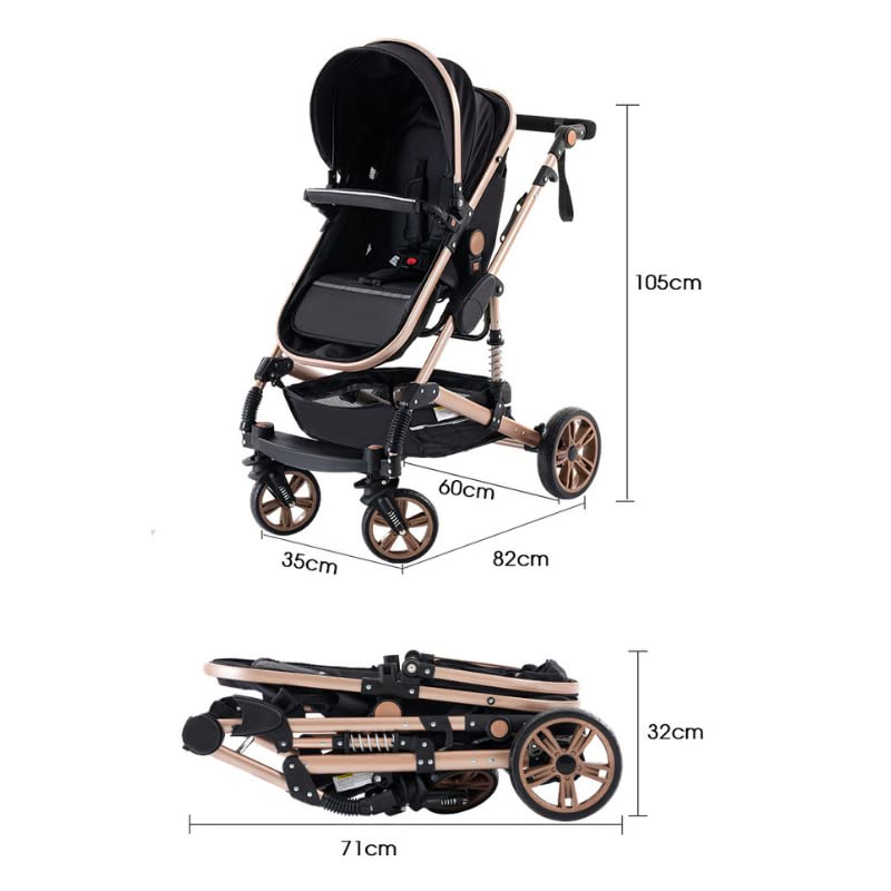 YAZOCO kinderwagen 3 in 1, Zusammenklappbar kinderwagen mit Wickeltasche,Komplettset Becherhalter,Mo
