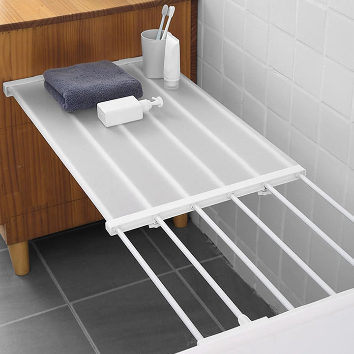 Generisch Verstellbares Teleskop-Regal mit Stange, 24 cm, Edelstahl, für Schrank, Kleiderschrank, Ba