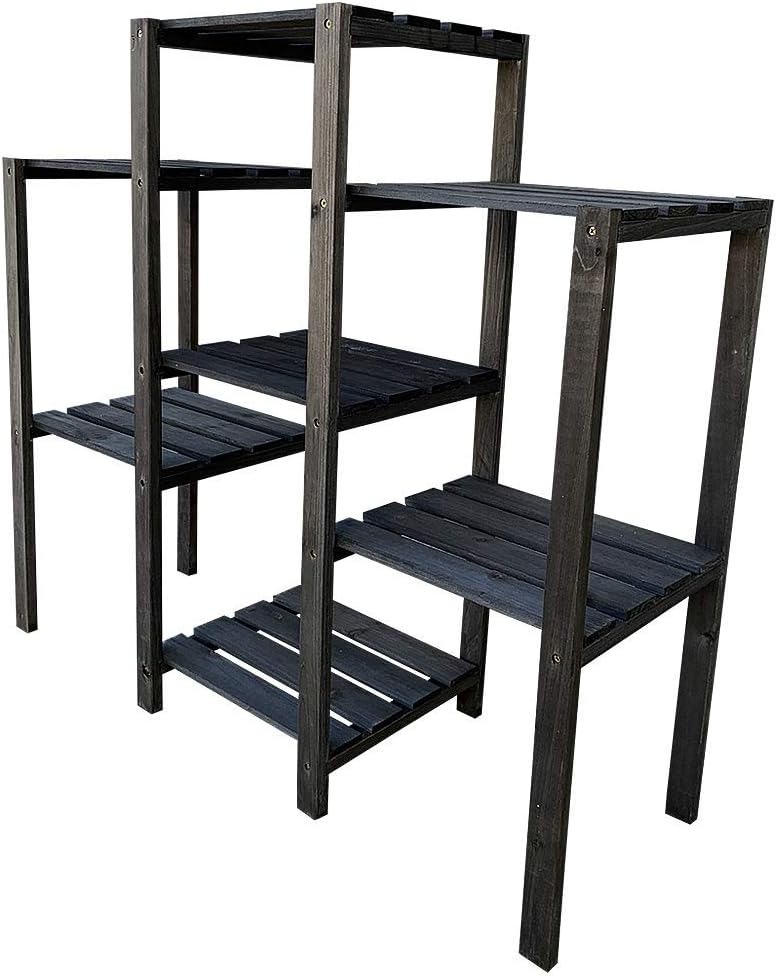 Melko Pflanzentreppe Holz Blumenregal 7 Ebenen Pflanzenständer 97 x 31 x 87 cm Blumenleiter Schwarz