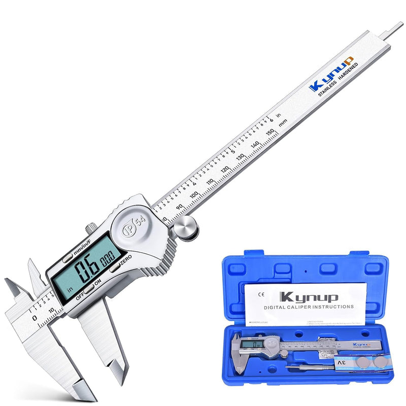 Kynup Digital Messschieber, Schieblehre Messwerkzeuge 150mm/6-Zoll Edelstahl IP54 Spritzwasserdicht