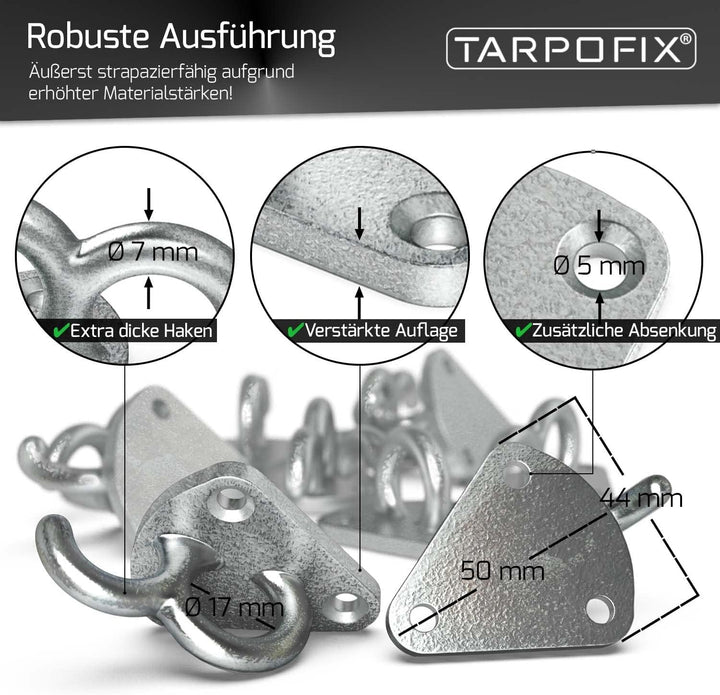 Tarpofix® Dreiloch Planenhaken Netzhaken inkl. Blindnieten für Anhänger Plane & Anhängernetz (10 Stk