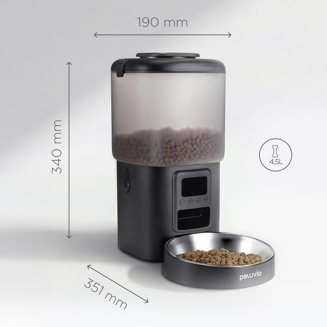 Crispy Futterautomat Katze mit Timer, ohne App, Katzenfutterautomat für Trockenfutter, LCD Display,