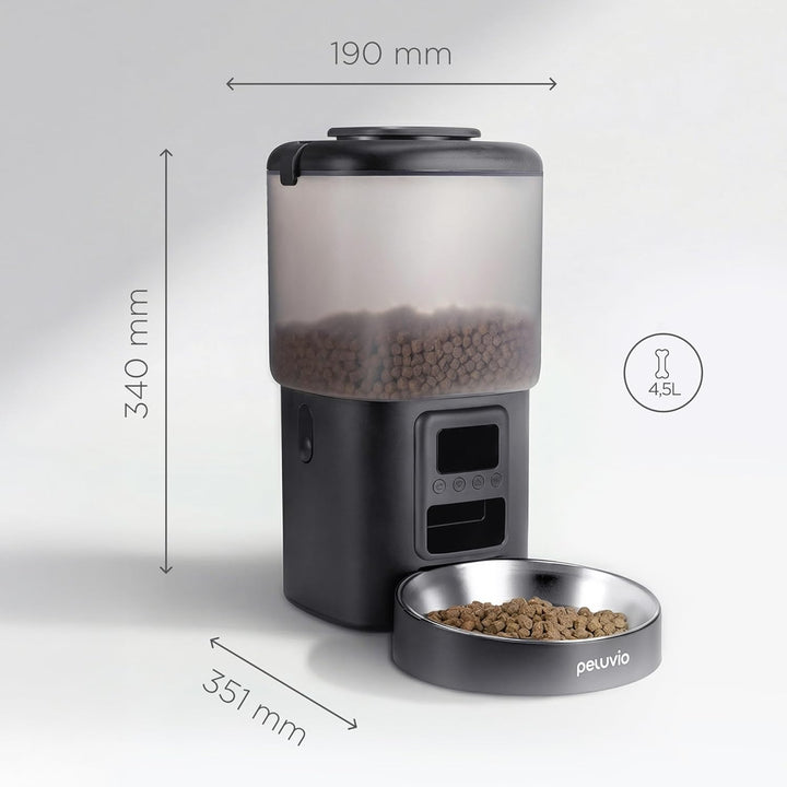 Crispy Futterautomat Katze mit Timer, ohne App, Katzenfutterautomat für Trockenfutter, LCD Display,