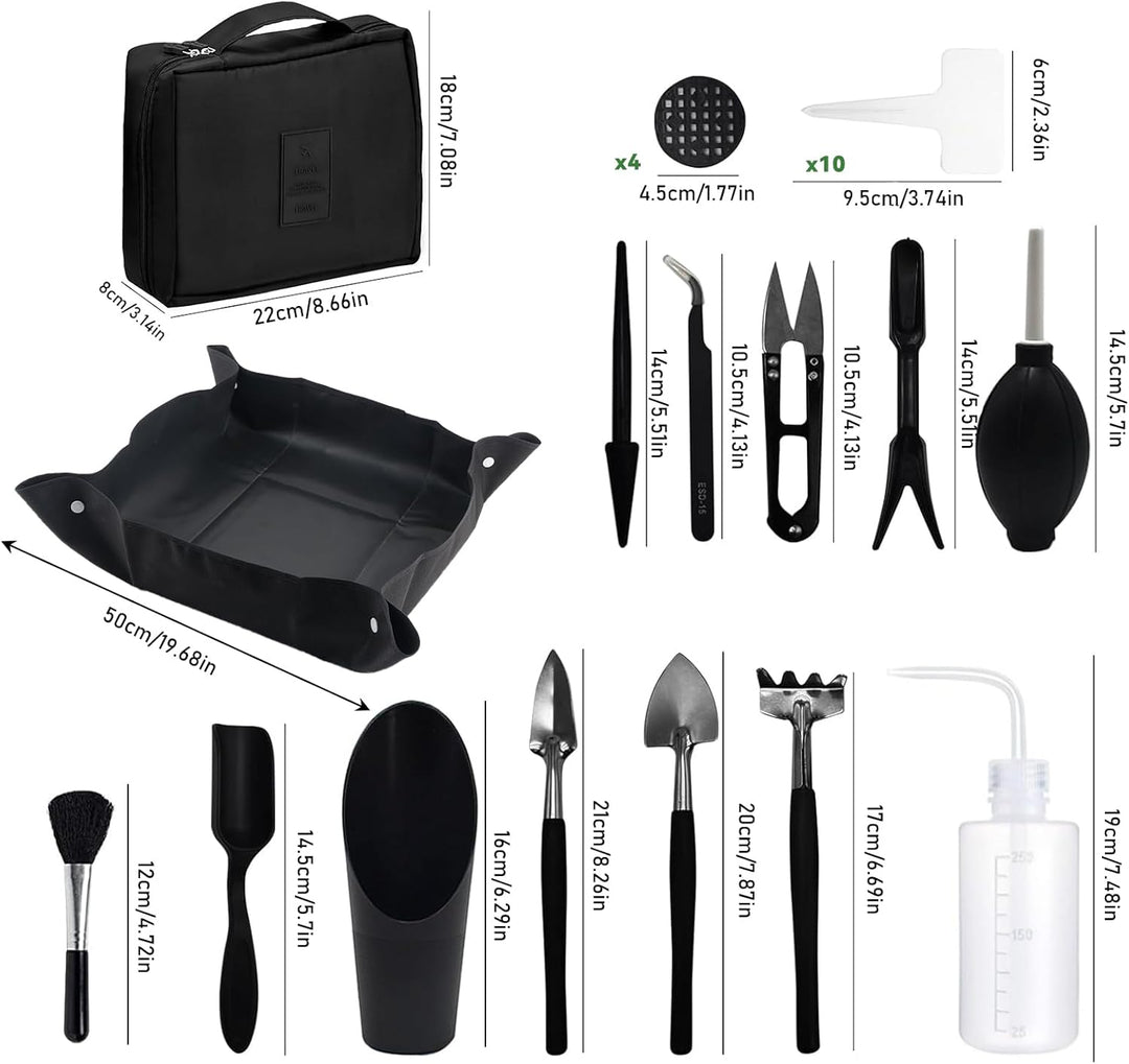 28 Stück Gartenwerkzeug Set,Mini Pflanzen Werkzeug Set,50x50cm wasserdichte Gartenmatte Pflanzmatte,