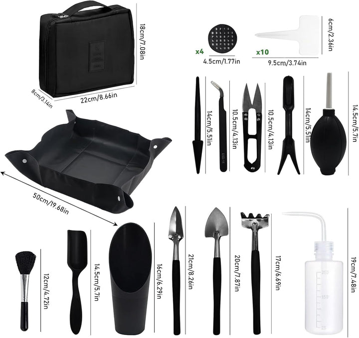 28 Stück Gartenwerkzeug Set,Mini Pflanzen Werkzeug Set,50x50cm wasserdichte Gartenmatte Pflanzmatte,