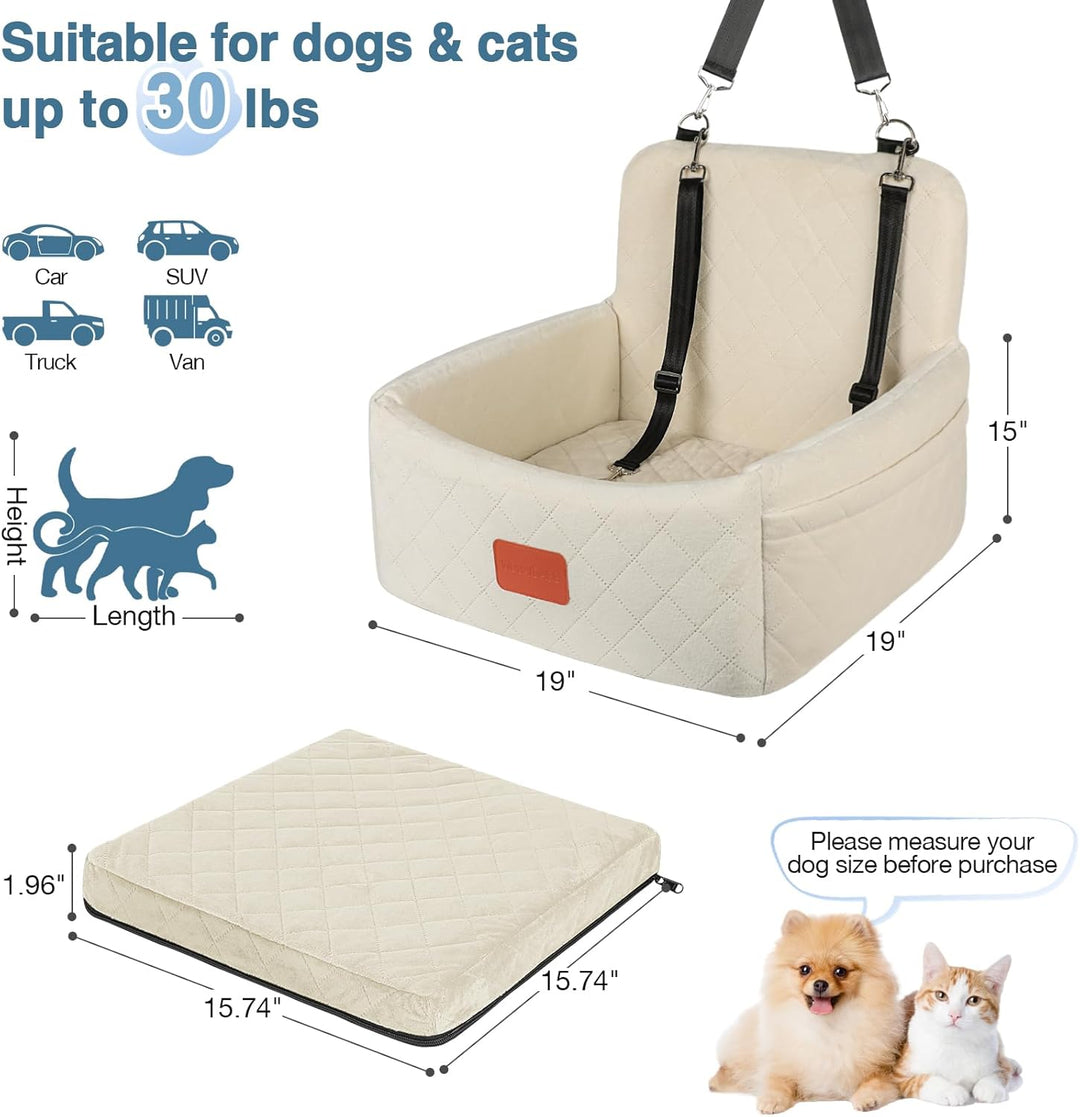 Hundefahrersitz für kleine/mittlere Hunde, tragbare Reisehundebett mit Memory-Schaum, abnehmbar und