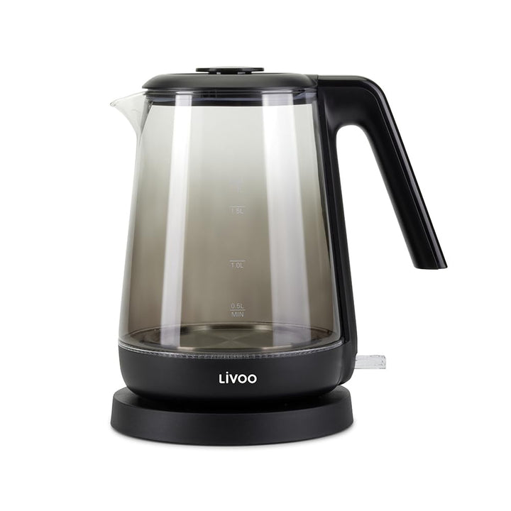 Livoo - Wasserkocher aus Glas, 1,7 l, DOD216N, 1850 W, 2200 W, Borosilikatglas, Hintergrundbeleuchtu