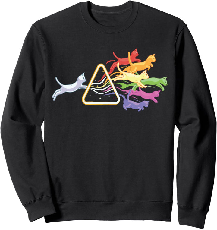 Katze Prisma Regenbogen Licht Lustig Physik Wissenschaft Sweatshirt
