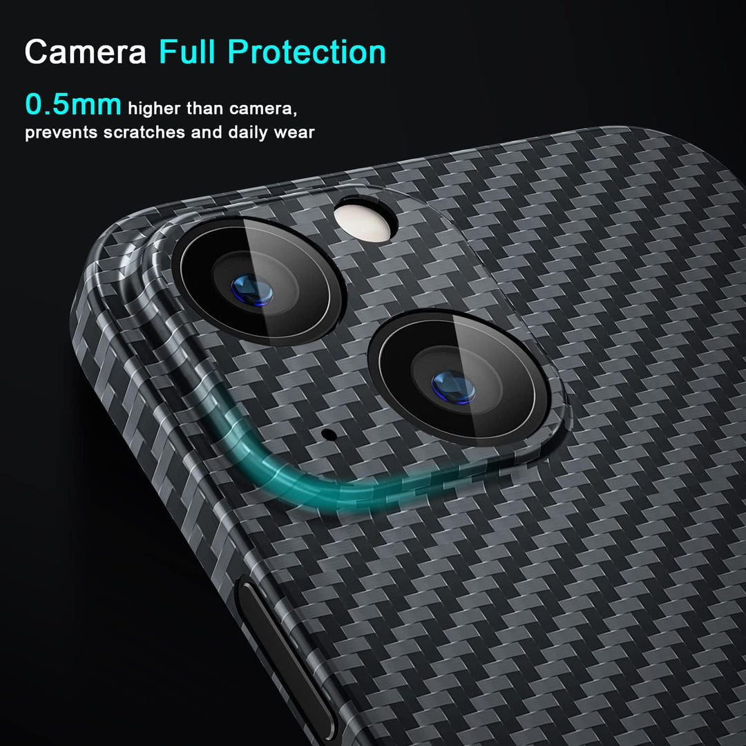 memumi Carbon Hülle für iPhone 13, 100% Aramidfaser Hülle, 0.5 mm Super dünne, Hülle aus echter Aram