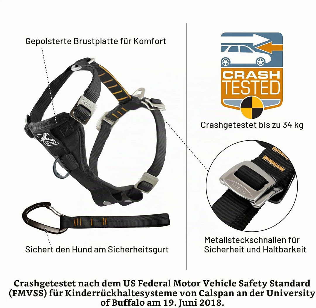 Kurgo Tru-Fit Hundegeschirr, Crash-Test-erprobtes Auto-Sicherheitsgurt, Für Hunde von 23 bis 36 kg,