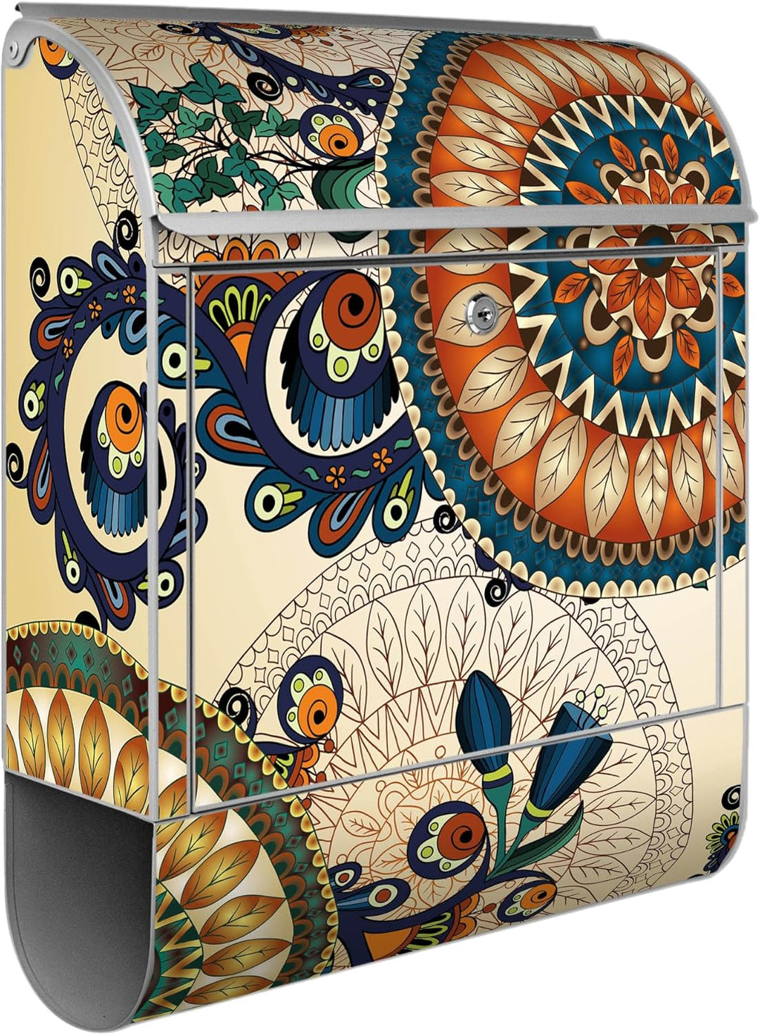 banjado Design Briefkasten 38,5x46,5x13cm & 2 Schlüssel - Briefkasten Stahl Silber mit Zeitungsfach