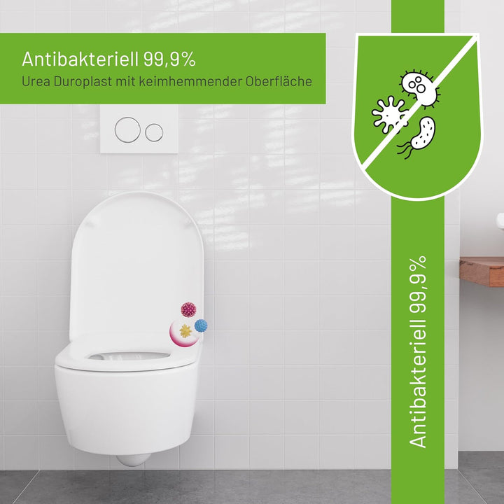 LUVETT® WC-Sitz inkl. 3 Edelstahl Montagelösungen & Absenkautomatik Softclose, Made in EU, antibakte