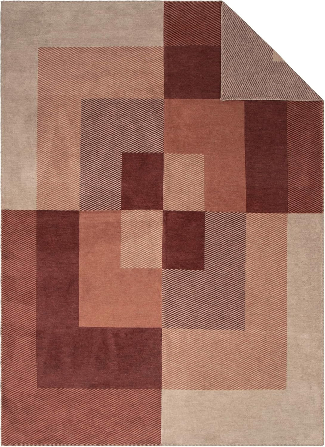 Ibena Sintra Decke 150x200 cm - Baumwollmix weich, warm & waschbar, Kuscheldecke braun Bordeauxrot -