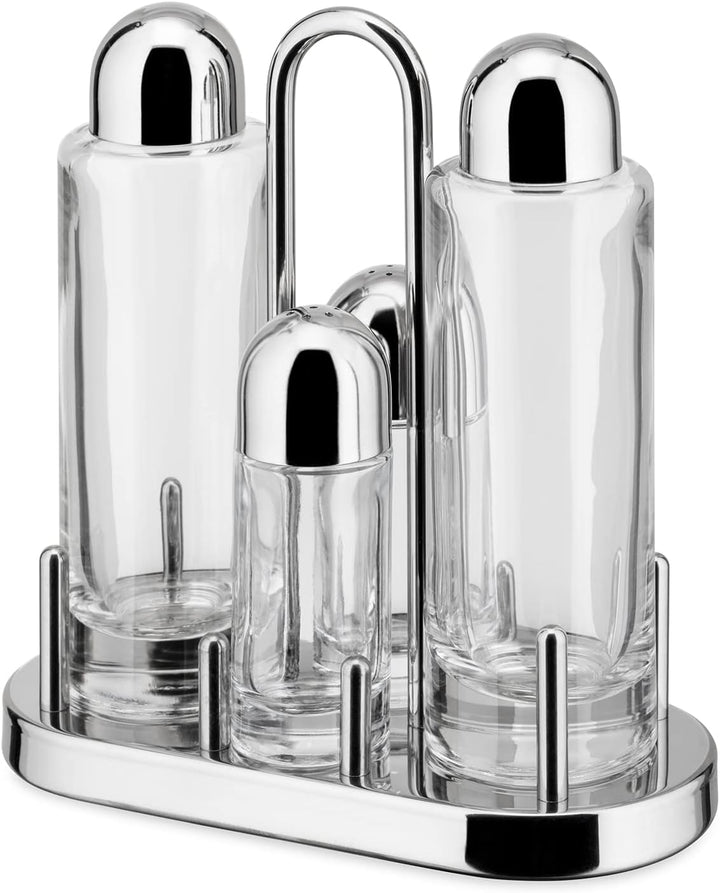Alessi Menage: Öl, Essig, Salz und Pfeffer aus Edelstahl