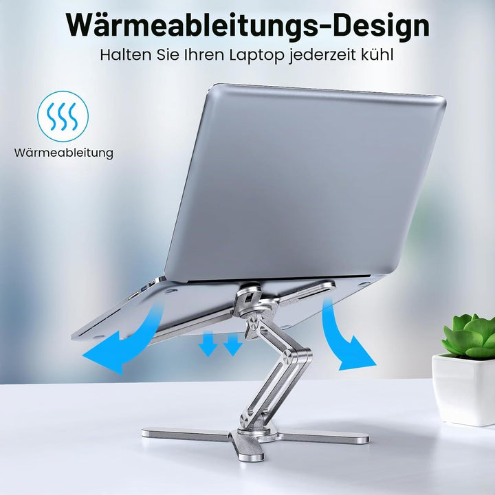 LIENS Verstellbarer Laptop-Ständer mit 360 Grad drehbarer Basis, ergonomischer Computer-Notebook-Stä