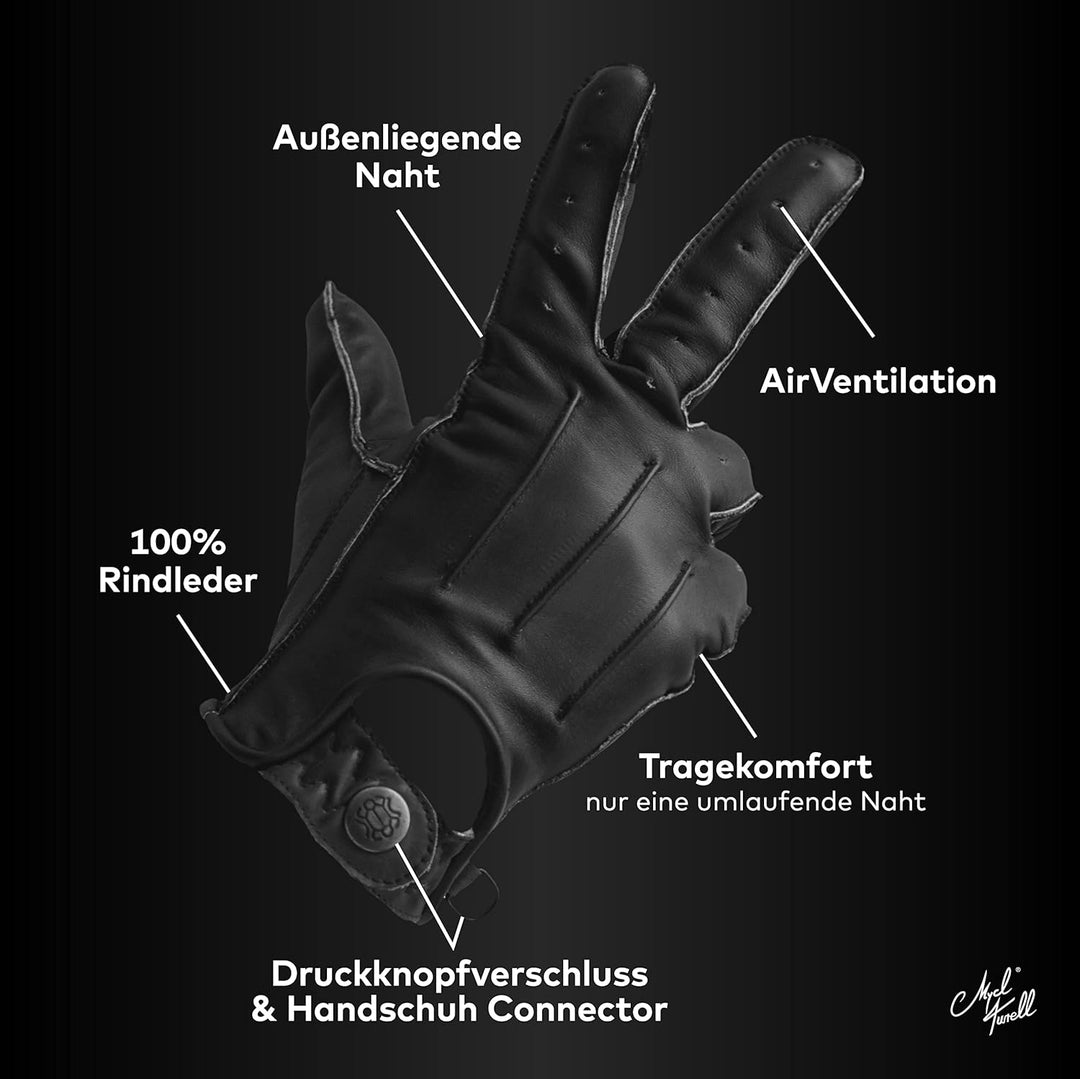 Mycl Turell Motorradhandschuhe Easy Rider - Motorrad Handschuhe Herr - Echtleder - Handschuhe Herren