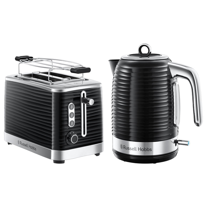 Russell Hobbs Inspire Schwarz Frühstückset: Wasserkocher [1,7l, 2400W] 24361-70 und Toaster [für 2 S
