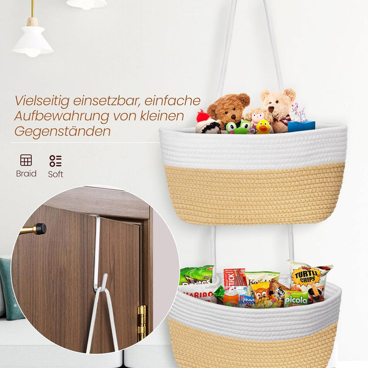 OJTOJT Hängender Organizer, Hängeorganizer Mit Haken, Wand Hängen Tasche Zum3-Tier, Hängeregal Stoff