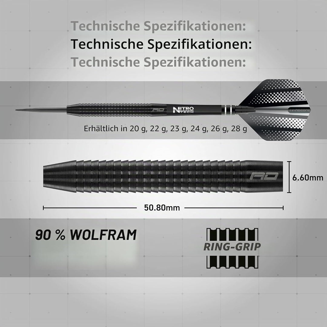 RED DRAGON Razor Edge Series Dartpfeile Tungsten Profi Steel Darts mit Flights und Schäfte 23 g 1 St