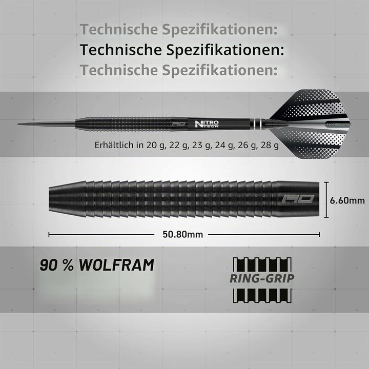 RED DRAGON Razor Edge Series Dartpfeile Tungsten Profi Steel Darts mit Flights und Schäfte 23 g 1 St