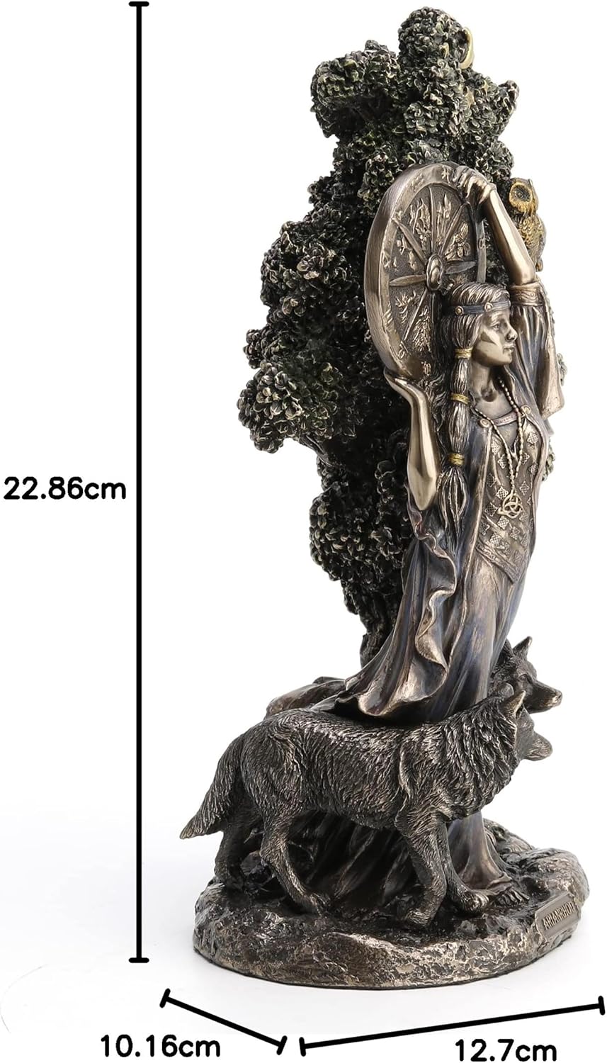 Veronese Design Statue Arianrhod Die Göttin des Schicksals, Kaltguss, Kunstharz, Antik-Bronze, 24 cm