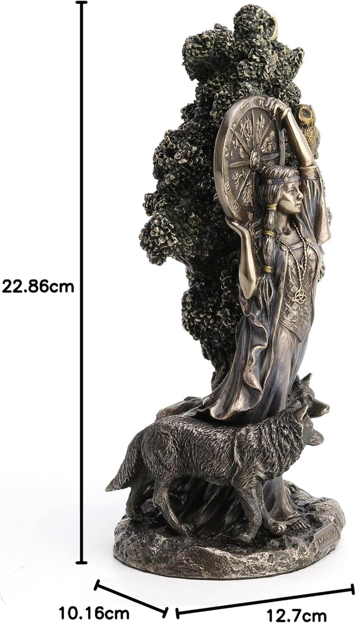 Veronese Design Statue Arianrhod Die Göttin des Schicksals, Kaltguss, Kunstharz, Antik-Bronze, 24 cm