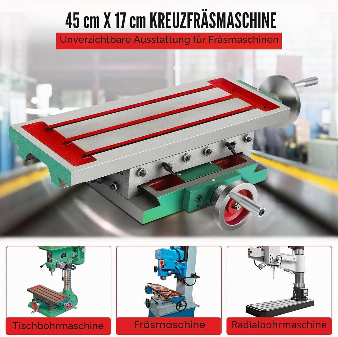 Metall X/Y Kreuztisch Frästisch für Ständerbohrmaschine Oberfräsen 450 * 170mm Präzision &amp; Haltbarke