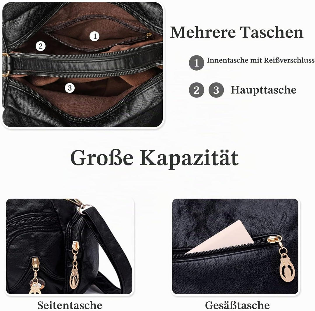PORRASSO Damen Handtasche Mode Schultertasche Hobo Tasche Weiches PU Leder Umhängetaschen Frauen Hen