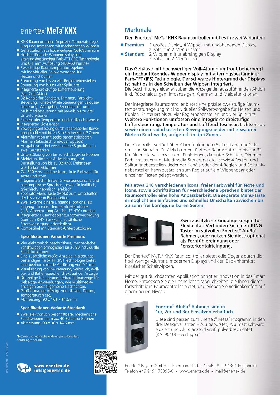 enertex MeTa² Premium Raumkontroller (Aluminium), Aluminium