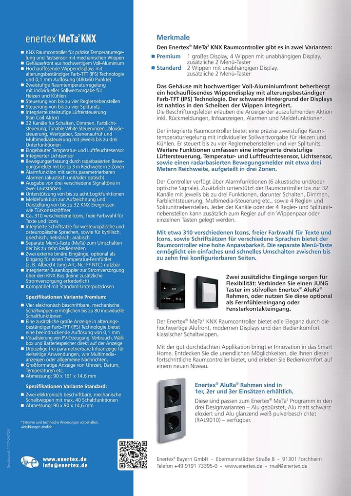 enertex MeTa² Premium Raumkontroller (Aluminium), Aluminium
