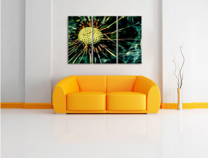 Pixxprint Pusteblume als Leinwandbild/Grösse: 3 Teilig (120x80 cm) cm/Wandbild/Kunstdruck/fertig bes