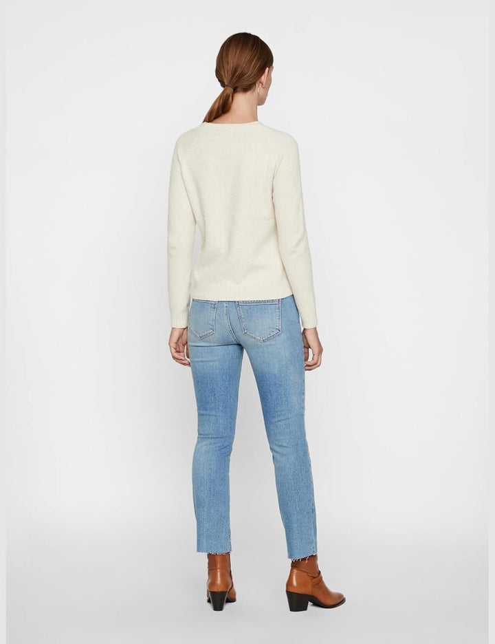 Damen Vmdoffy Ls O-Neck Blouse Ga Ptt Strickpullover XS Tall Birch/Detail:melange, XS Tall Birch/Det