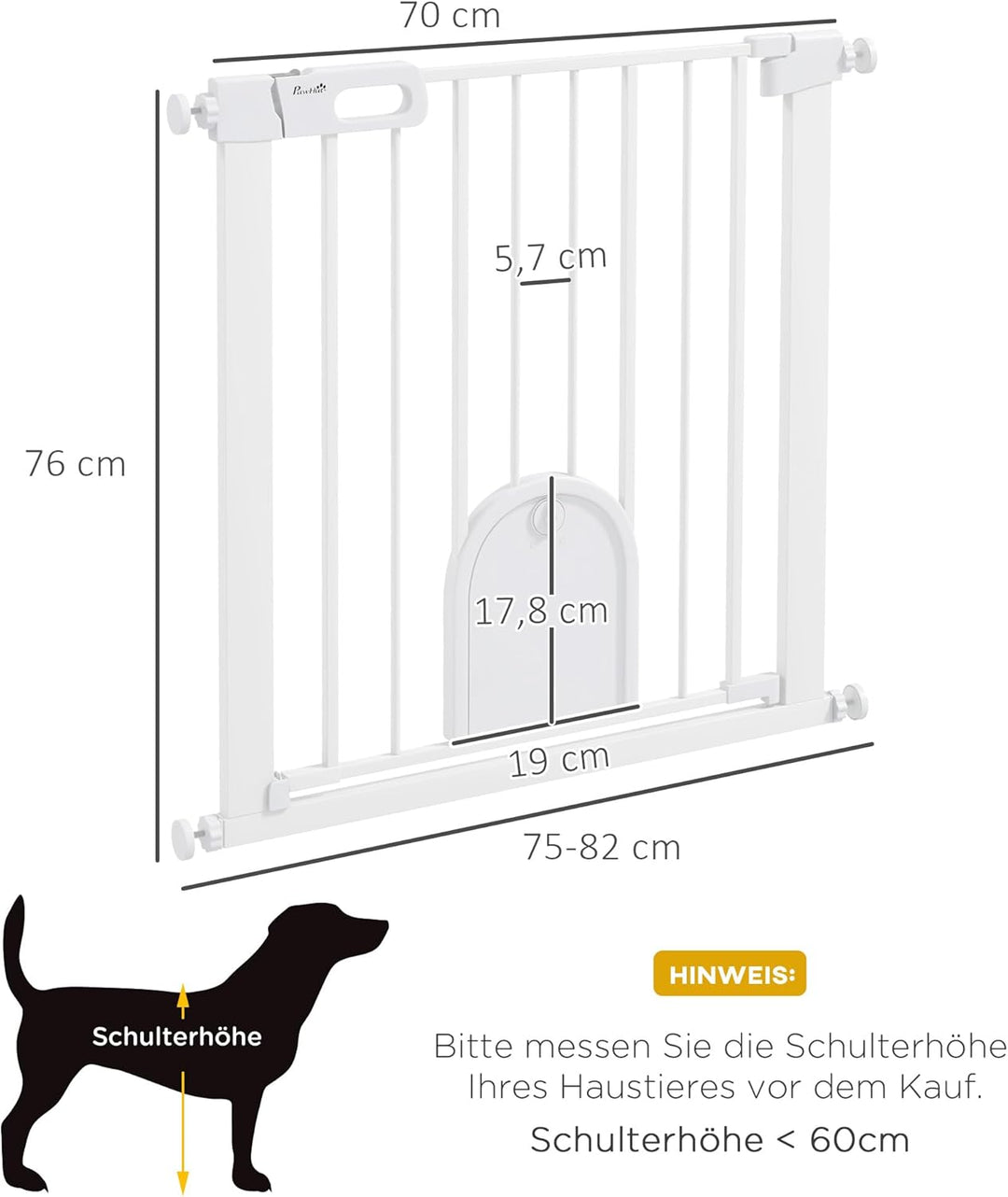 PawHut Türschutzgitter Treppenschutzgitter Hunde Absperrgitter Schutzgitter für Haustier Hundegitter