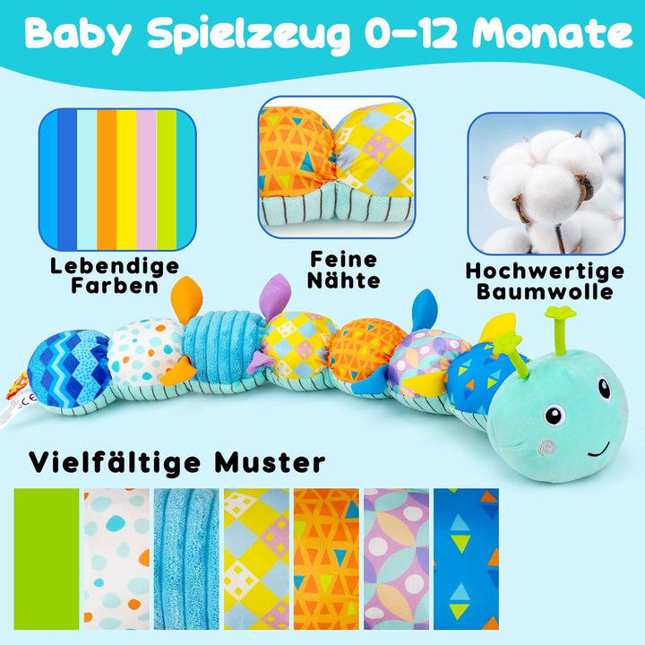 Baby Spielzeug 0 3 6 Monate Raupe Musikspielzeug, Montessori Sensorik SpielzeugBaby Geschenk Jungen