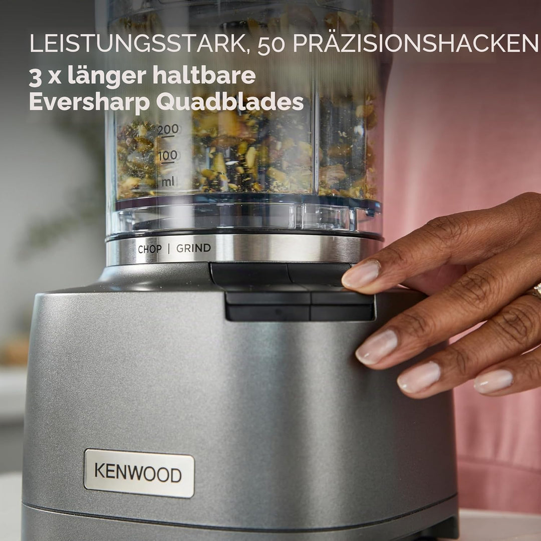Kenwood Duo Prep 2-in-1 CHP80.000SI Multi-Zerkleinerer & Mahler, Quadblade-Klingen, Hochgeschwindigk