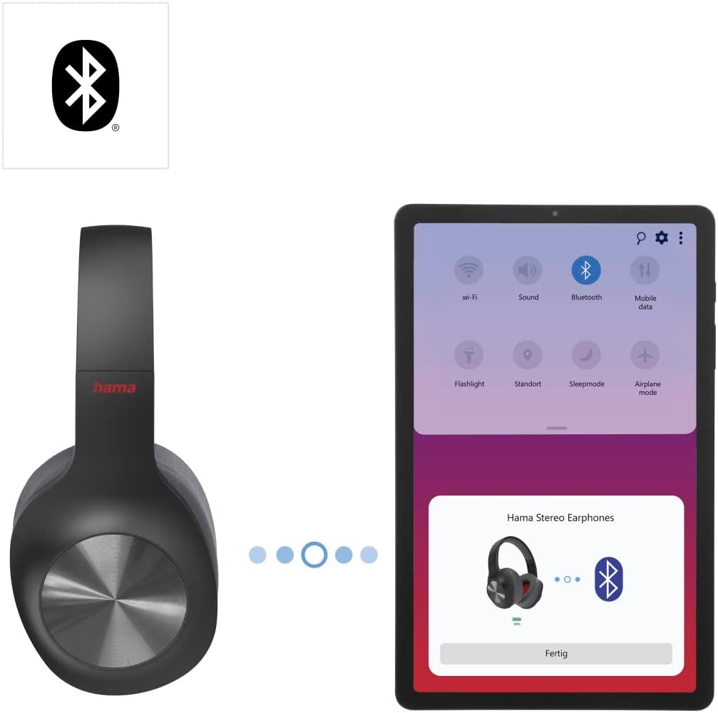 Hama Bluetooth Kopfhörer, Over-Ear Headset (Kabelloses Headset mit 38h Akku, faltbare Earphones mit
