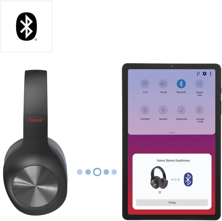 Hama Bluetooth Kopfhörer, Over-Ear Headset (Kabelloses Headset mit 38h Akku, faltbare Earphones mit