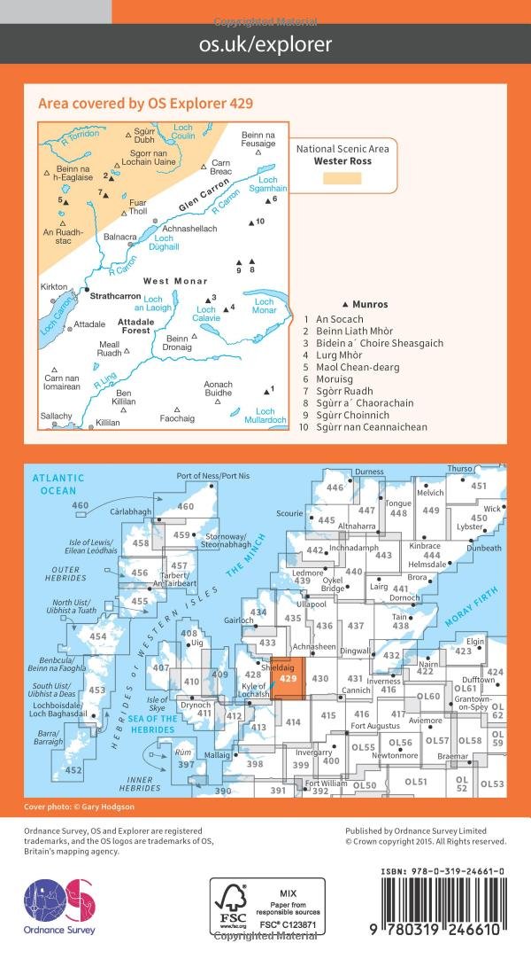 Glen Carron and West Monar (OS Explorer Map, Band 429), Karte