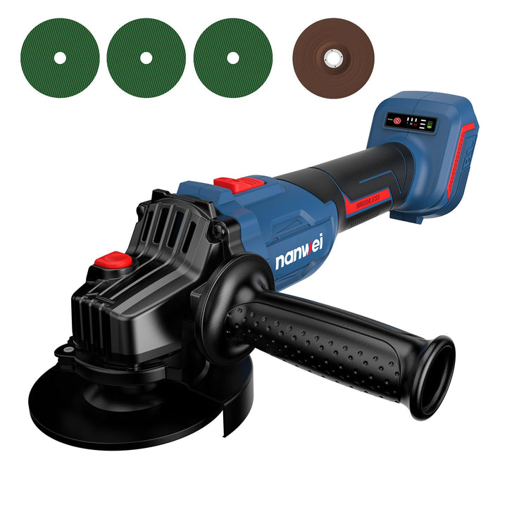 NANWEI Akku-Winkelschleifer, kompatibel mit Makita 18V-Akku, 125 mm bürstenloser Winkelschleifer, El