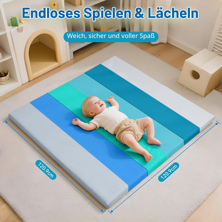 JungleDove Schaumstoff Spielmatte für Baby: 121 x 121cm PU-Leder wasserdicht Kinder Spielmatte - Bab