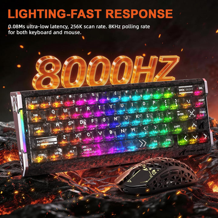 ATTACK SHARK R68HE 8kHz Forged Carbon& Rapid Trigger Magnetisch Kabelgebunden Gaming-Tastatur+R5Ultr