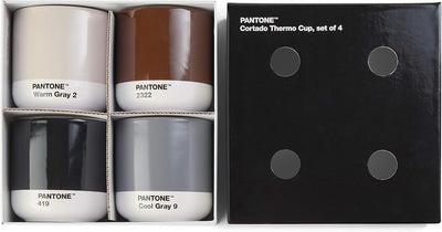 Pantone doppelwandiger Porzellan-Thermobecher Cortado, ohne Henkel, 190ml, 4er-Set in Geschenkbox, W