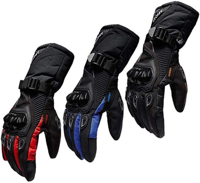 Riloer Motorradhandschuhe Leder Winter Wasserdicht Outdoor Radfahren Handschuhe Touchscreen Resistan