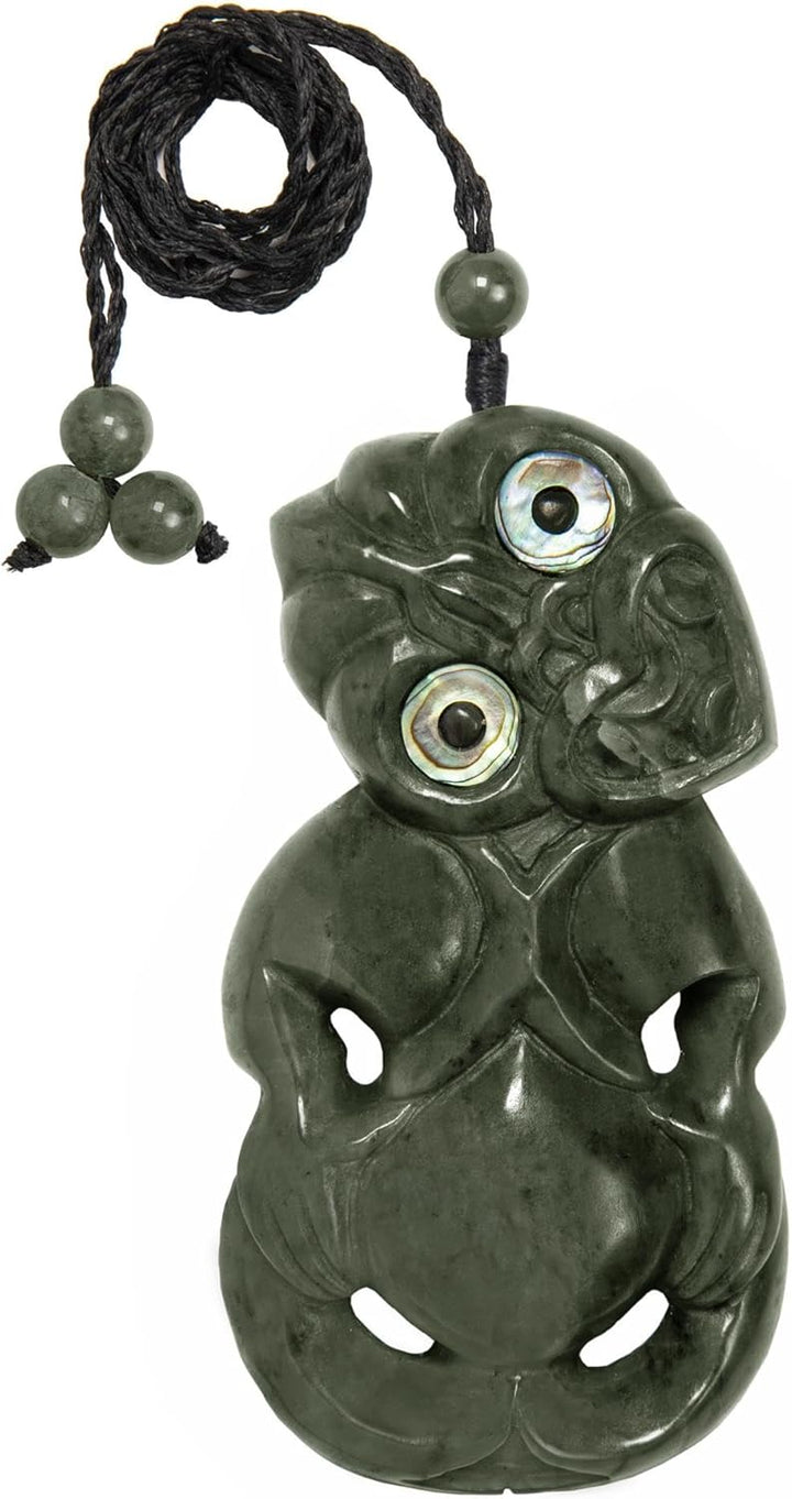 81stgeneration Anhânger Halskette Abalone Gross HEI Tiki Handgeschnitzte Nephrit-Jade für Herren