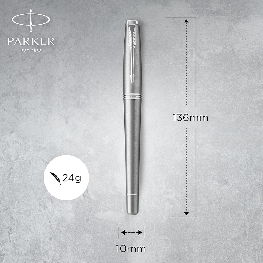 Parker Urban Füller | Metro Metallic | Füllfederhalter mit mittlerer Feder und blauer Tinte | Gesche