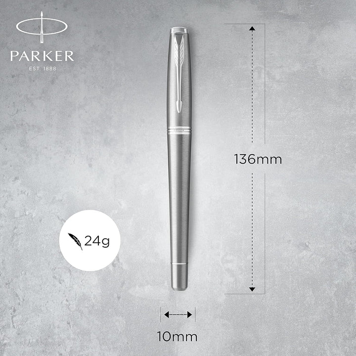 Parker Urban Füller | Metro Metallic | Füllfederhalter mit mittlerer Feder und blauer Tinte | Gesche